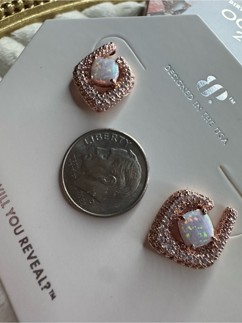 Beneath the Glimmer Rose Gold Milky Opal Earrings - Bomb Party - October 25